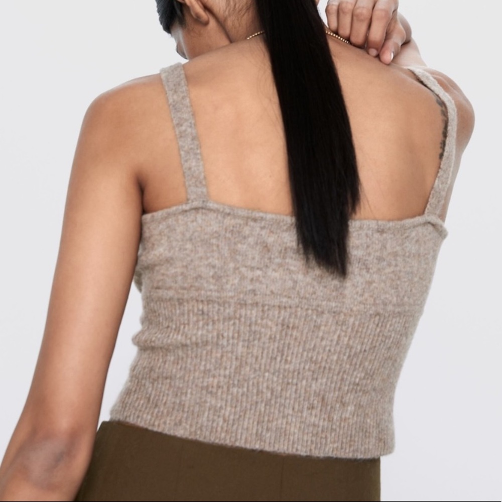 NWT Zara Wool Camel Blend Sweater Crop Top size Large - Picture 2 of 12